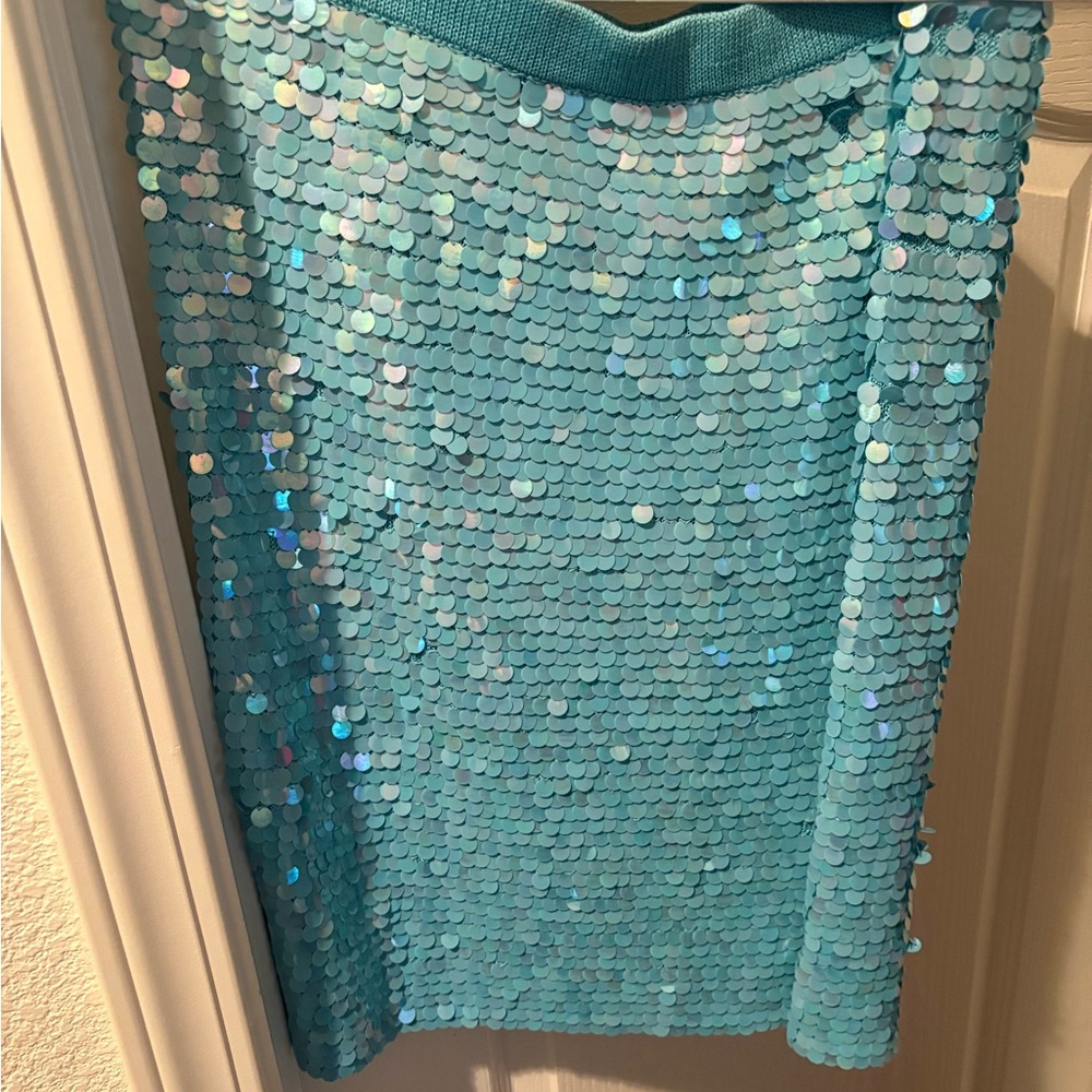 Moda International Turquoise Sequin Pencil Skirt